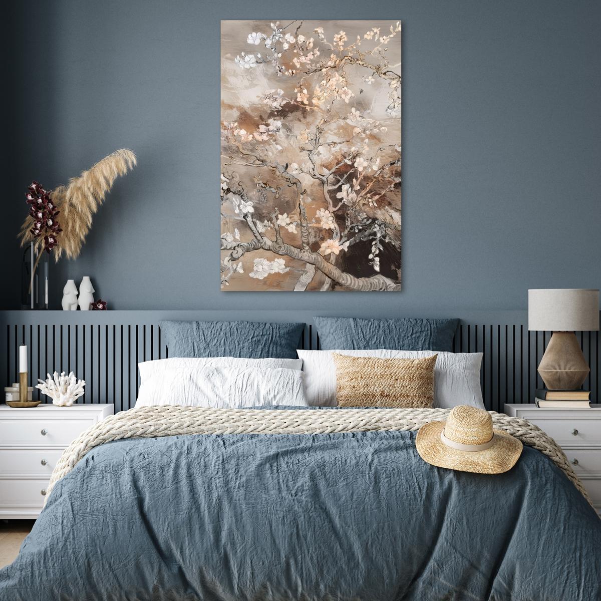 POSTER Mandelblüte - Kunst - Van Gogh - Beige - Abstrakt Wandbild Schlafzimmer 80x120 cm - Braun, Papier (80/120/0.1cm) - MuchoWow