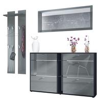 GARDEROBE Orlando Grau Hochglanz - Grau, Holzwerkstoff (215/210/28cm) - Vladon
