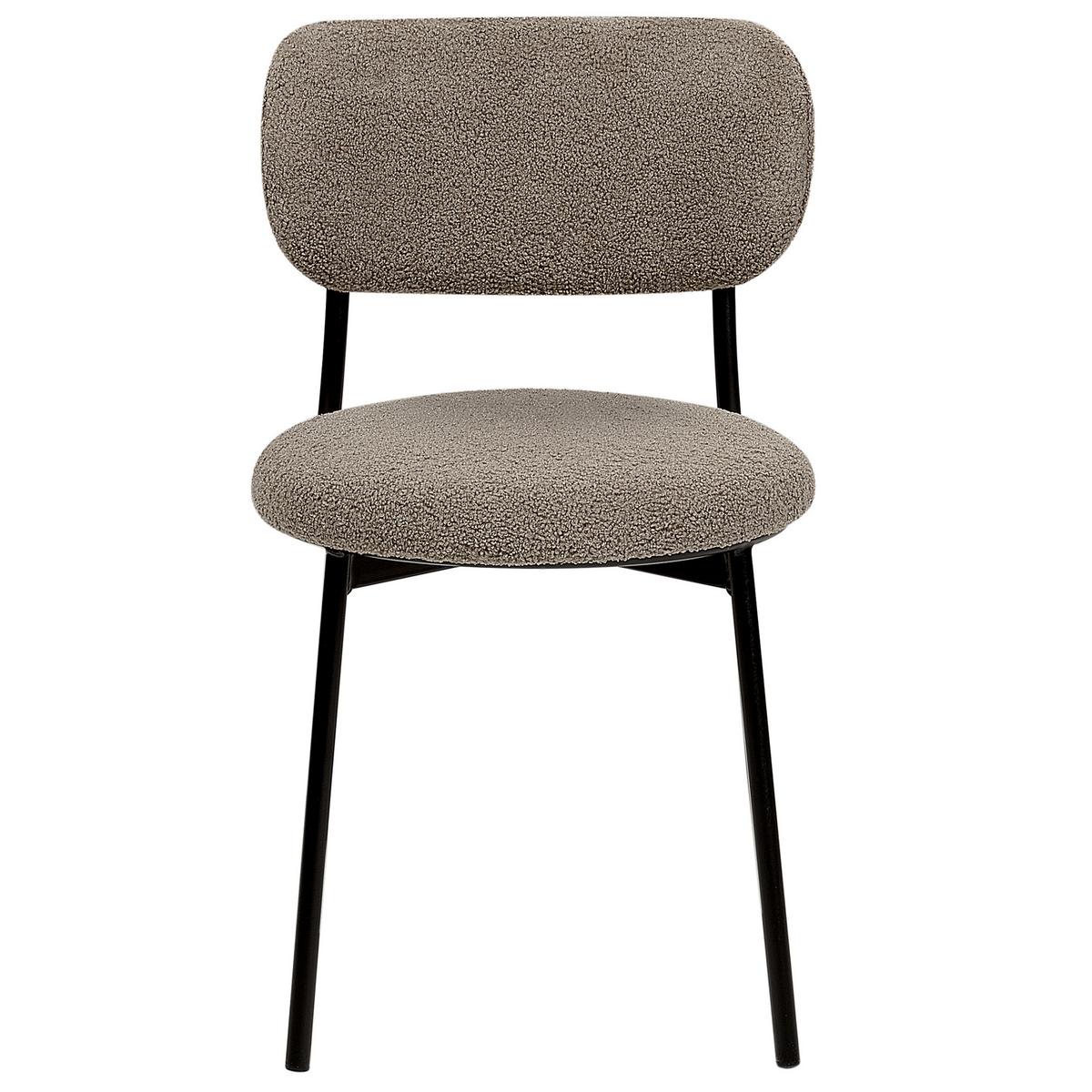 ESSZIMMERSTUHL 2er-Set Bouclé taupe/schwarz Casey - Beige/Schwarz, Textil (43/76/44cm) - Beliani