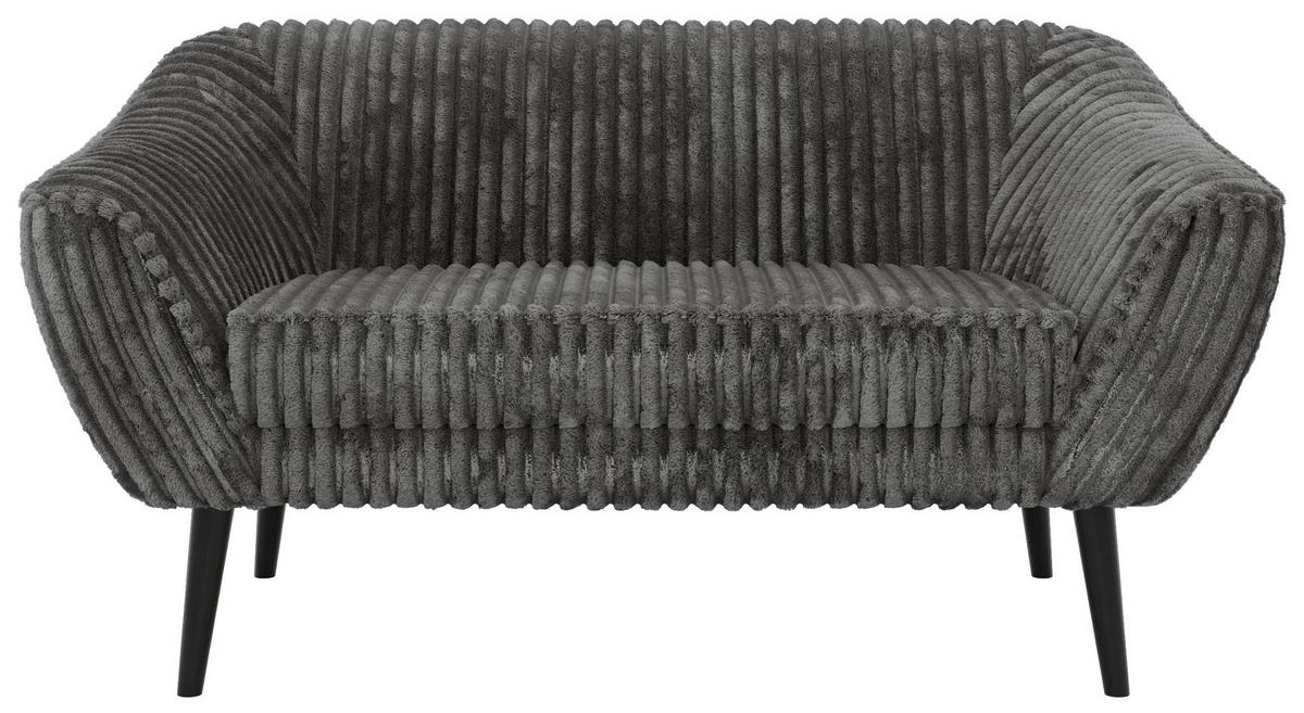 2-SITZER-SOFA PIRS - Grau Cord - Schwarze Beine - Schwarz/Grau, Holzwerkstoff/Textil (140/75/74cm) - MKS