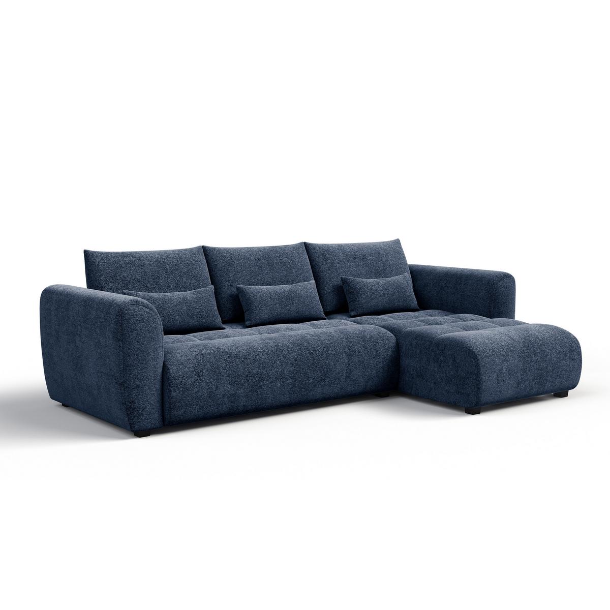 ECKSOFA SORENO 4-Sitzer, dunkelblau - Schwarz/Dunkelblau, Holz/Textil (293/171cm) - Wozimo