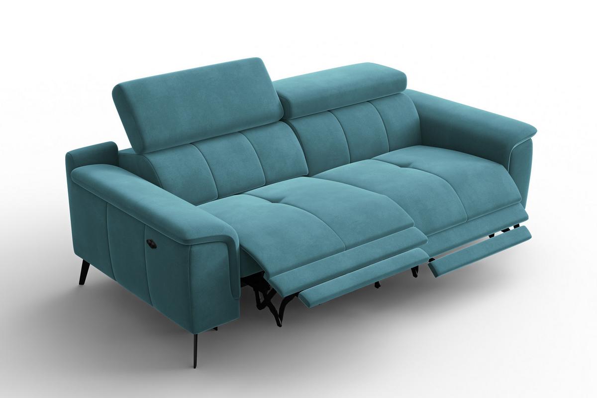 SOFA RELAX FIERO 3-Sitzer, Minter Veloursstoff - Schwarz/Mintgrün, Holz/Textil (212/82/103cm) - Courtois Laville