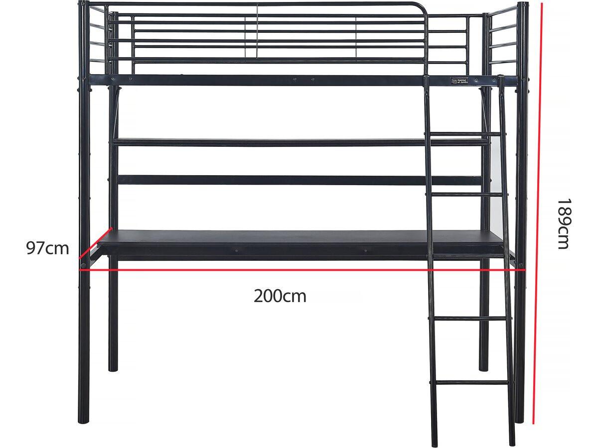ETAGENBETT alona Schwarz - Schwarz, Metall (190/90cm) - Habitat Garten