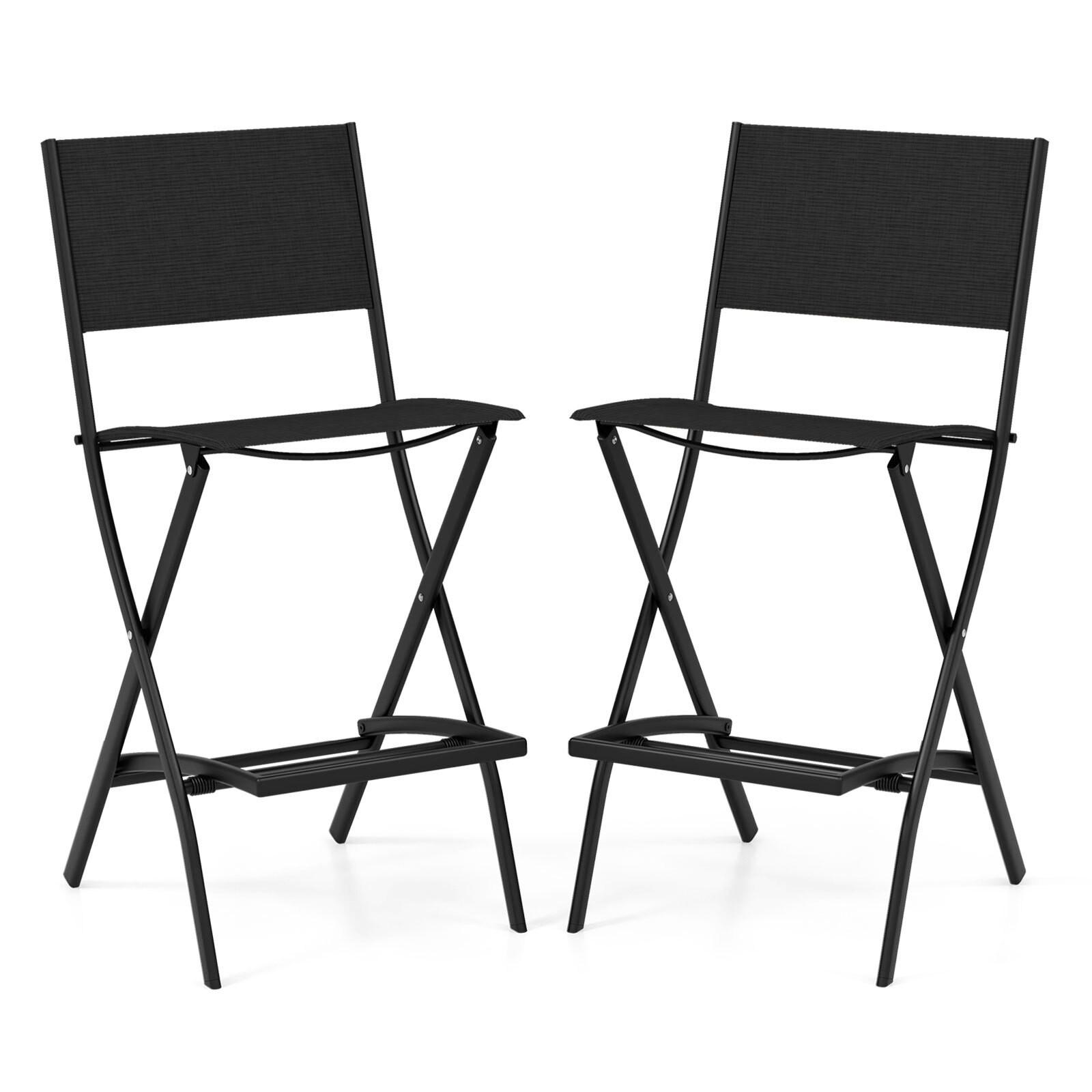 BARHOCKER Schwarz(2er-Set) - Schwarz, Metall (57/102/46cm) - COSTWAY
