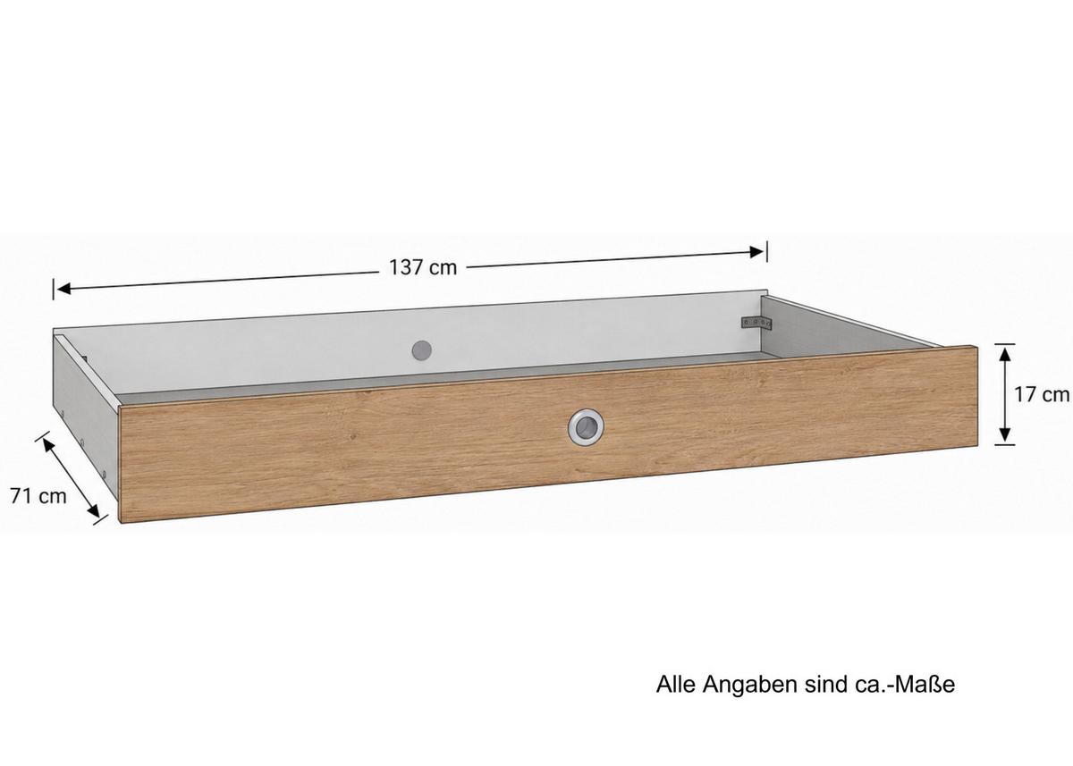 BABYBETT-BETTSCHUBKASTEN B137/H17/T71 cm, passend zum Babyzimmer Weiß & Eiche Dekor (22811,22812,22813) / 22814-02 - Weiß, Holzwerkstoff - luma-home