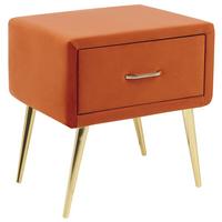 NACHTTISCH Samtstoff orange/gold 1 Schublade 38/46/49 cm Flayat - Goldfarben/Orange, Textil (46/49/38cm) - Beliani