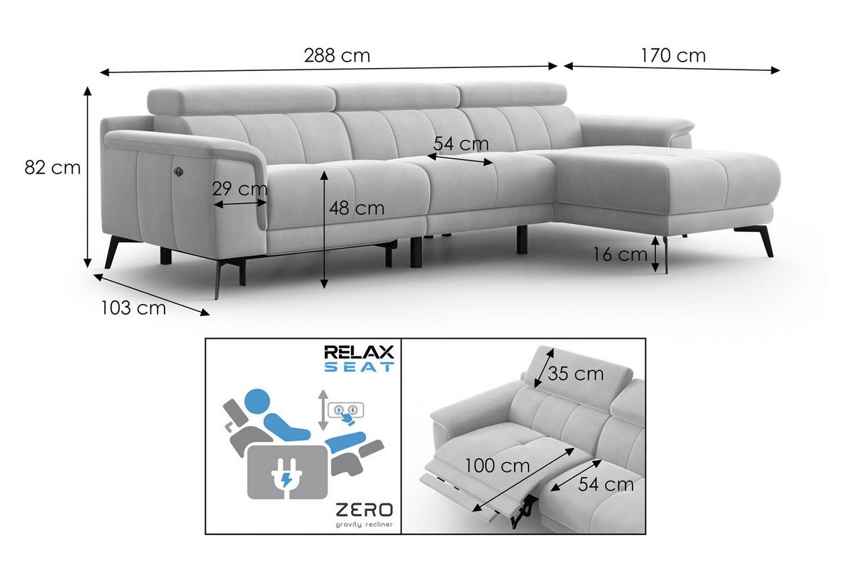 ECKSOFA FIERO 4-Sitzer RECHTS, Marineblauer Veloursstoff - Blau/Schwarz, Holz/Textil (288/170cm) - Courtois Laville
