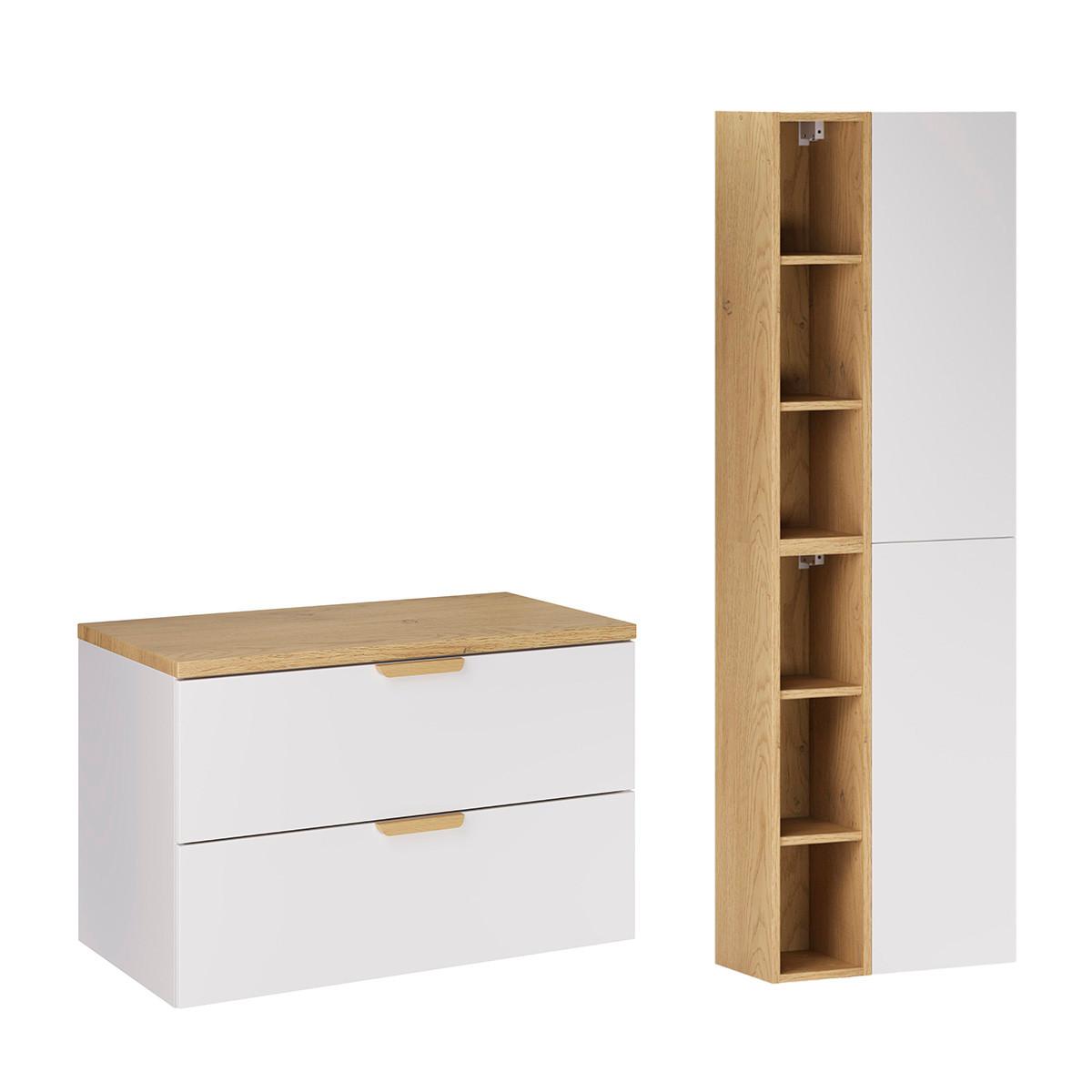 WASCHTISCHUNTERSCHRANK 80.6cm Oria 2er-Set Weiß - Weiß, Holzwerkstoff (80.6/50/46.5cm) - Petits-meubles