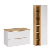 WASCHTISCHUNTERSCHRANK 80.6cm Oria 2er-Set Weiß - Weiß, Holzwerkstoff (80.6/50/46.5cm) - Petits-meubles