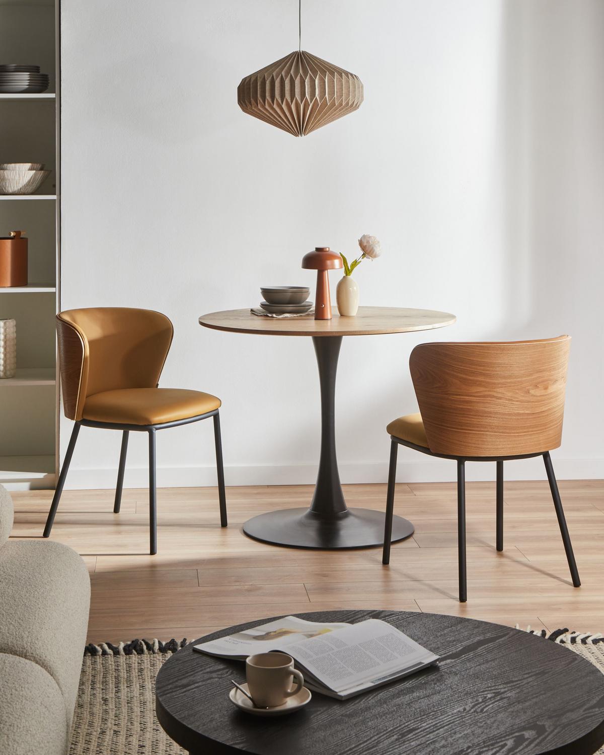 ESSZIMMERSTUHL 2er-Set Kunstleder Braun Hoskin - Braun, Kunststoff (53/75/56cm) - Beliani