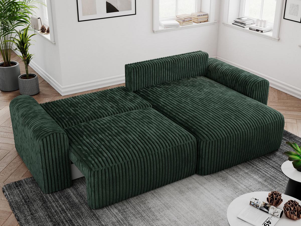 ECKSOFA NELSON Grün Cord - Schwarz/Grün, Kunststoff/Textil (274/152cm) - MKS