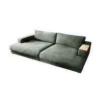 BIG SOFA MIT TABLETT MADELINE Grün Webstoff - Schwarz/Olivgrün, Kunststoff/Textil (290/85/170cm) - KAWOLA