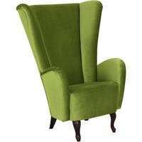 HOCHLEHNSESSEL Kailey Bezug Samtvelours Buche nussbaum dunkel / oliv - Grün, Kunststoff (96/122/89cm) - 58aufmkessel