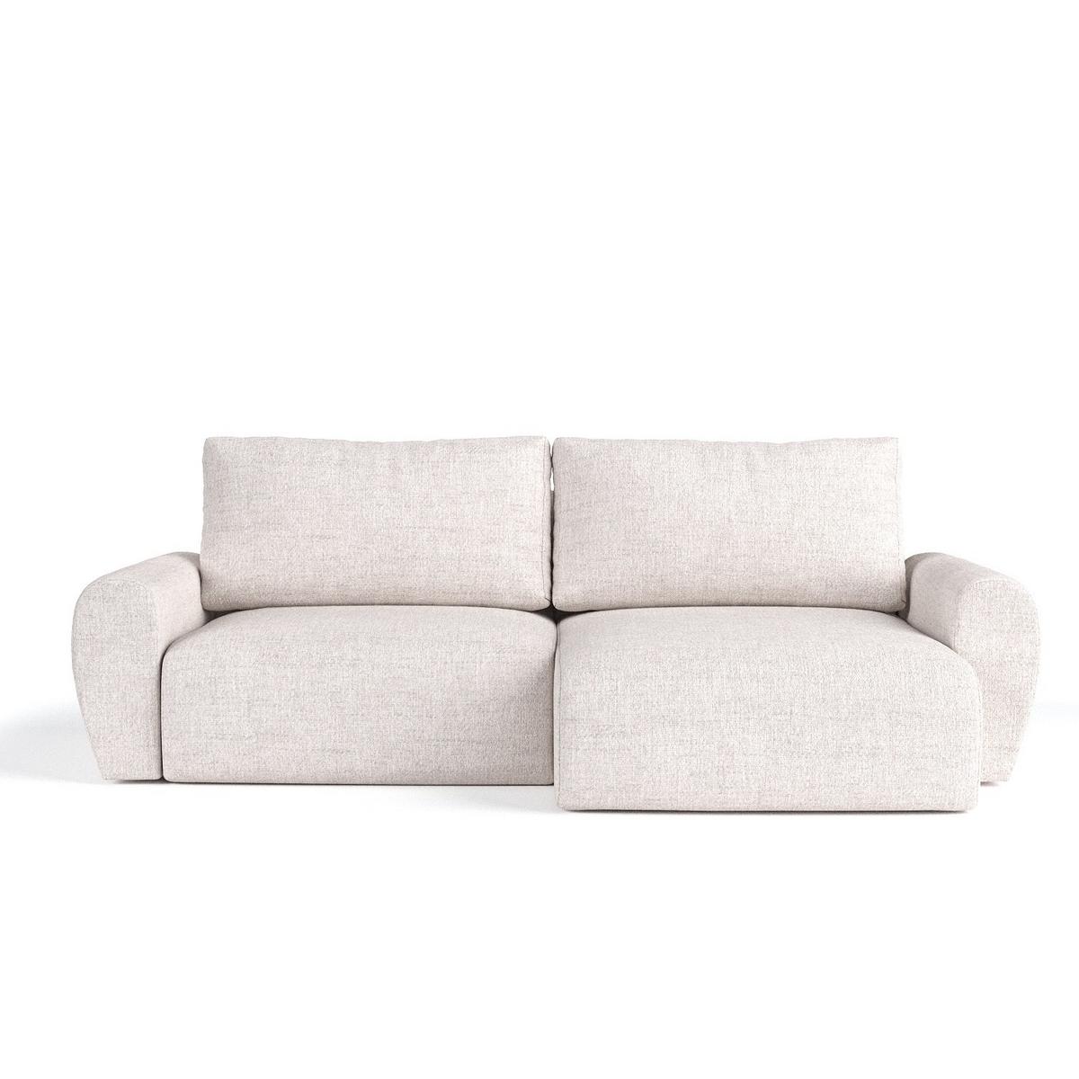 ECKSOFA OMARI mit Schlaffunktion Hellbeige im Neve Stoff - Sandfarben/Schwarz, Holz/Holzwerkstoff (253/153cm) - AltaBeds