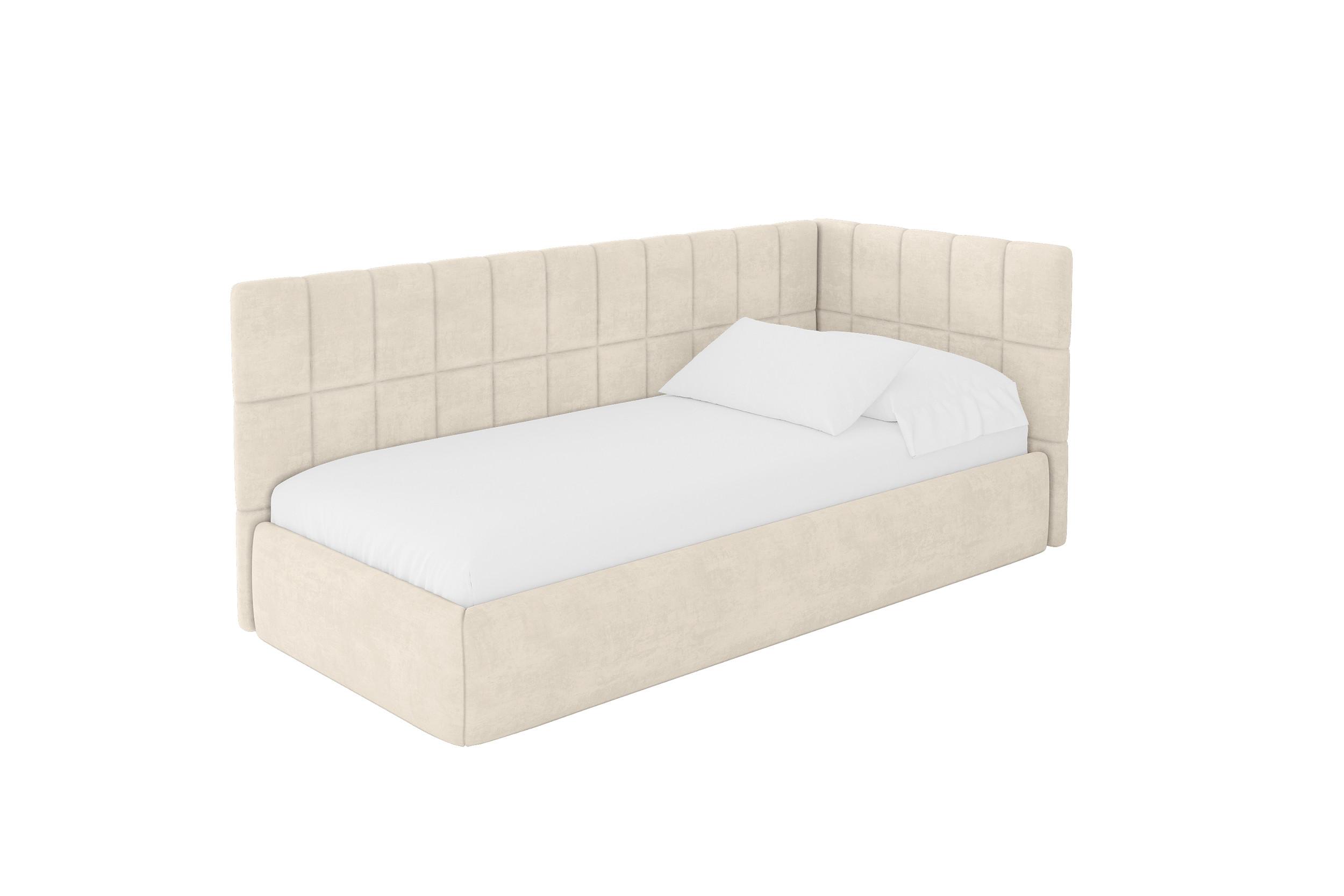 EINZELLBETT Jugendbett mit Bettkasten, Links - TULY 100x200 Beige - Beige, Holzwerkstoff/Textil (100/200cm) - ALTDECOR