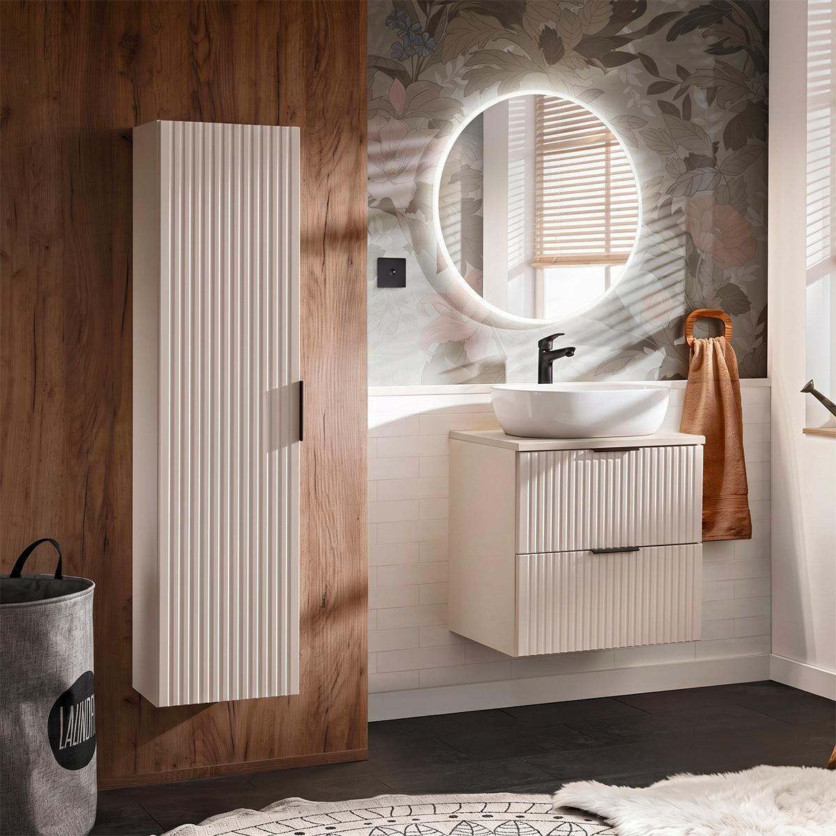 BADMÖBEL 60.6cm Adriel 2er-Set Beige - Beige, Holzwerkstoff (60.6/59/46cm) - Petits-meubles