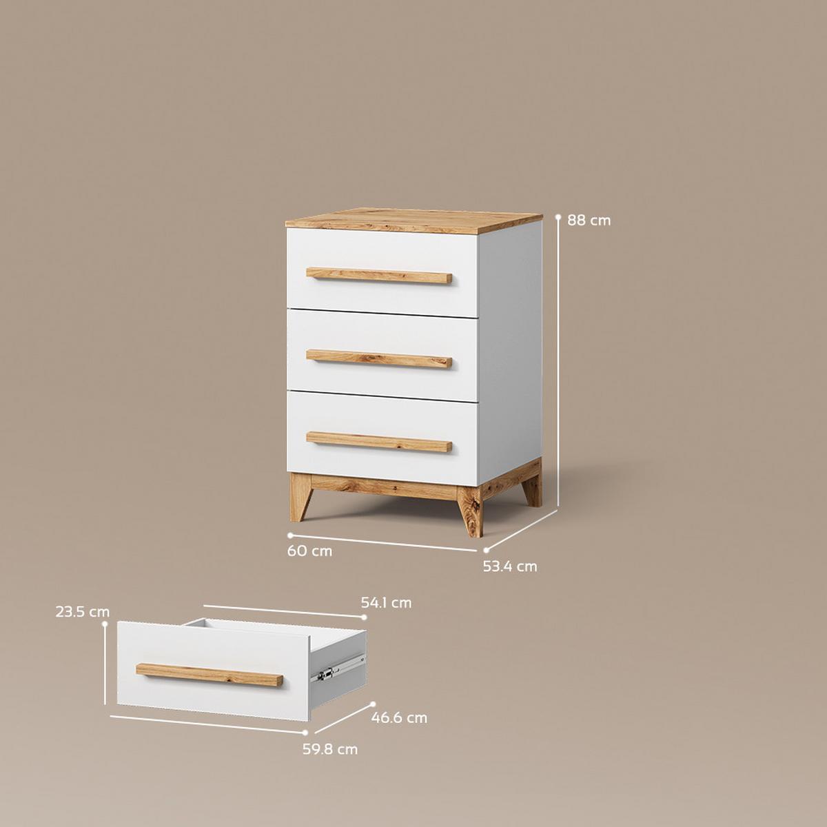 KOMMODE Mailo Weiß/Artisan 60 x 88 cm mit Tür - Weiß/Eiche Artisan, Holzwerkstoff (60/88/53.4cm) - Livinity®