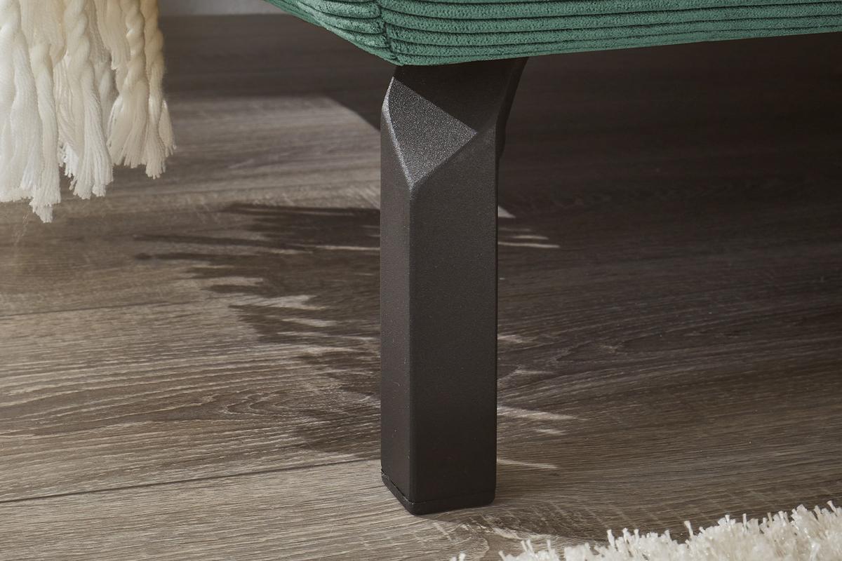 ECKSOFA DELIA Smaragdgrün Cord - Smaragdgrün/Schwarz, Textil/Metall (276/219cm) - KAWOLA