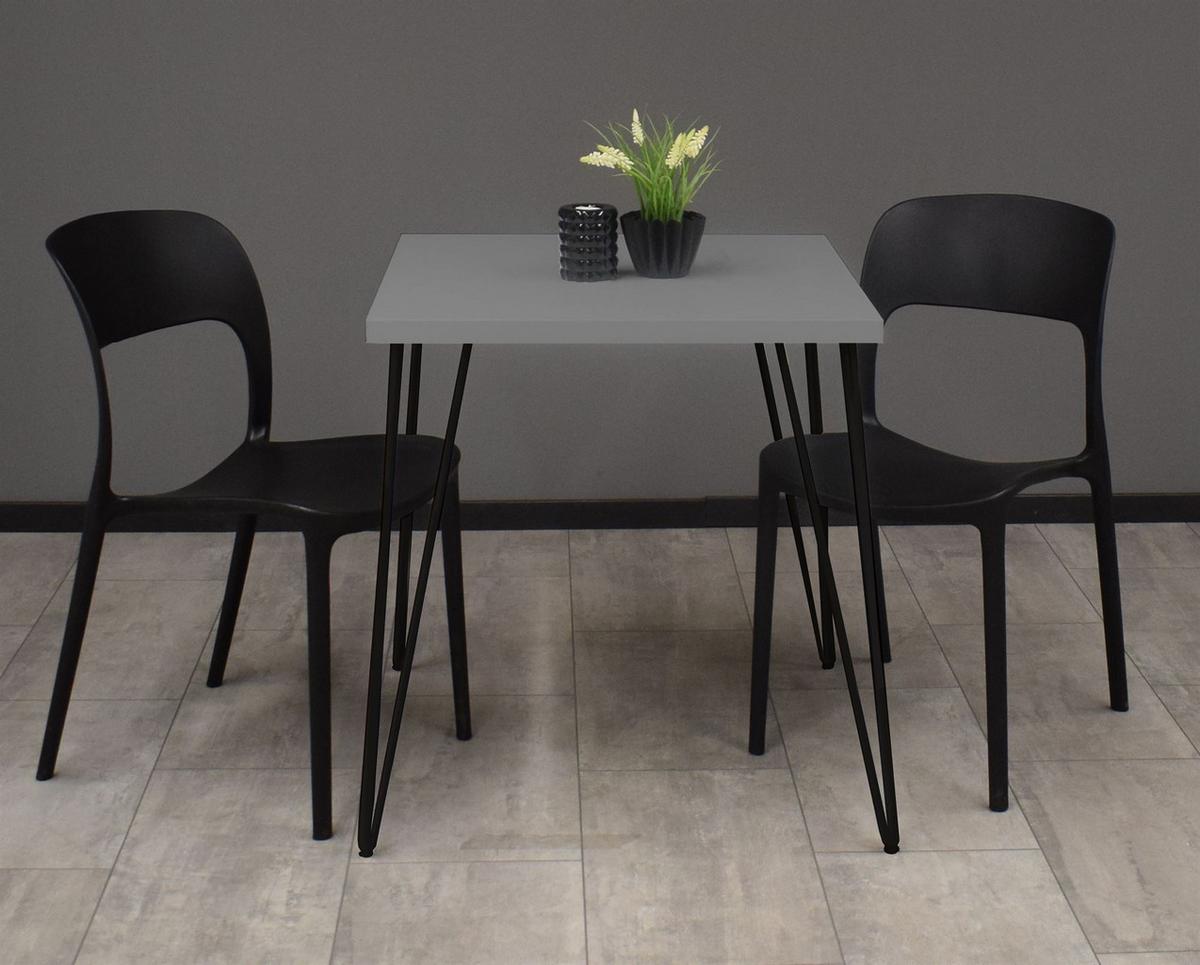 BARTISCH Eirena 70x70x75 schwarz matt/kreidegrau matt lack - Hellgrau, Metall (70/70/75cm) - 58aufmkessel