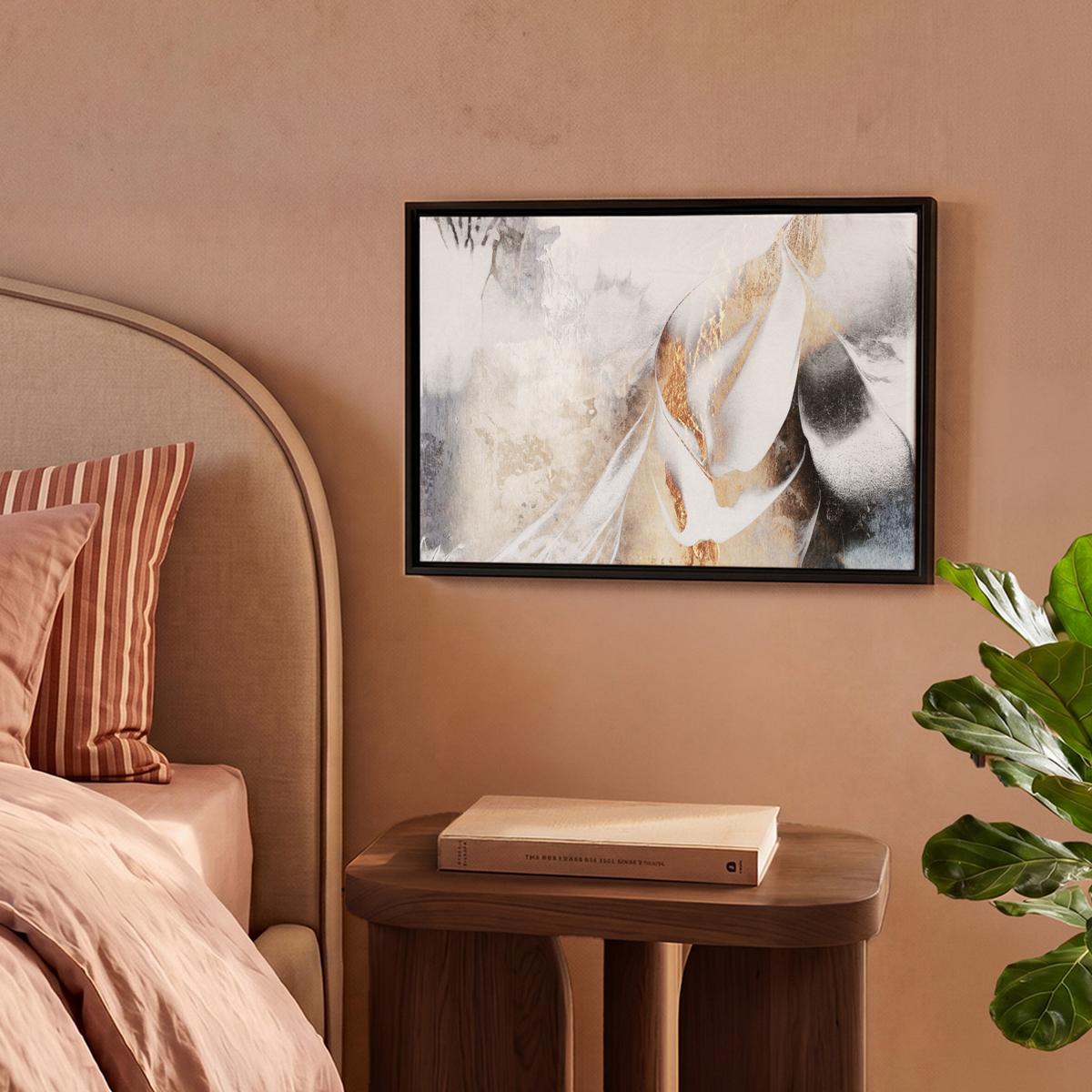 LEINWAND Bilder mit Rahmen - Luxus - Abstrakt - Gold - Weiß - 40x30 - Goldfarben, Textil (40/30cm) - MuchoWow