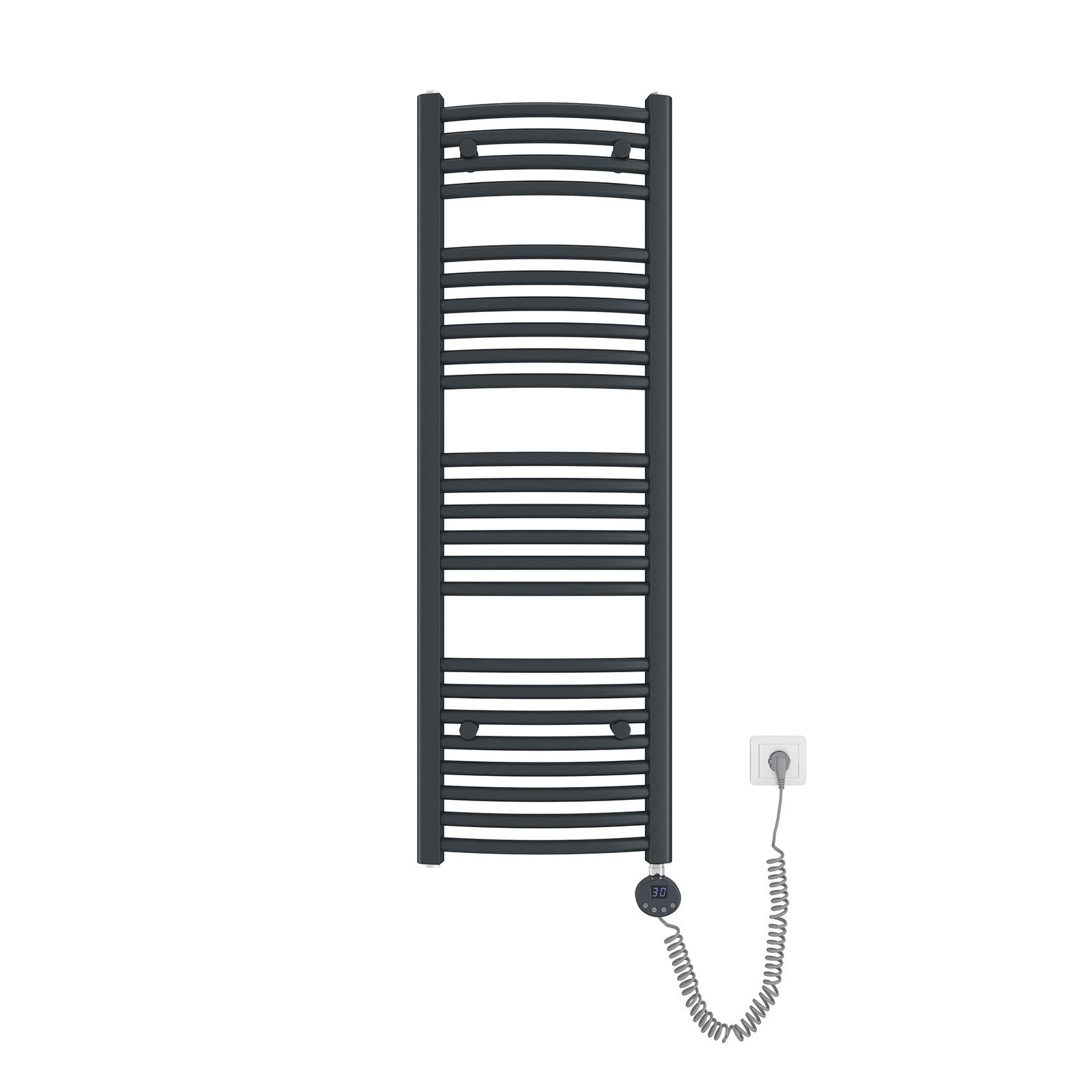 HANDTUCHHEIZKÖRPER elektrisch gebogen Anthrazit 120/40 cm - Anthrazit, Metall (40/120/4.4cm) - EMKE