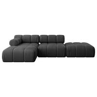 ECKSOFA modulares Sofa Lizur-L1 - 285x160x70 cm Schwarz Velours - Schwarz, Holzwerkstoff/Textil (285/160cm) - ALTDECOR