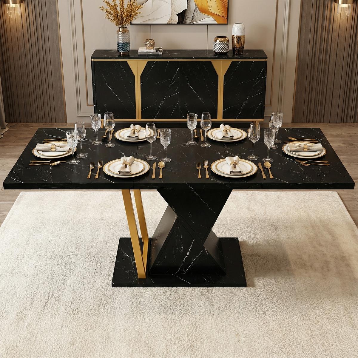 ESSTISCH ausziehbar 110–140 cm in Schwarz Marmor-Optik - Sonoma Eiche, Holzwerkstoff (80/110/76cm) - Urban Meuble
