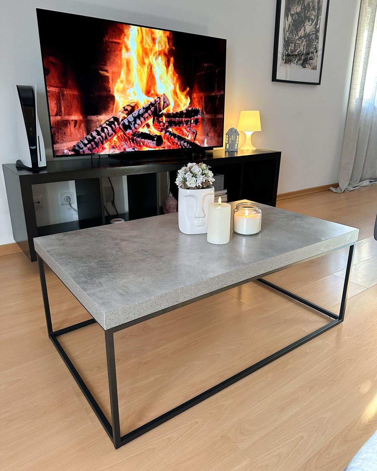 COUCHTISCH Betonoptik/schwarz 100/60/40 cm Delano - Schwarz/Grau, Holzwerkstoff (60/100/40cm) - Beliani