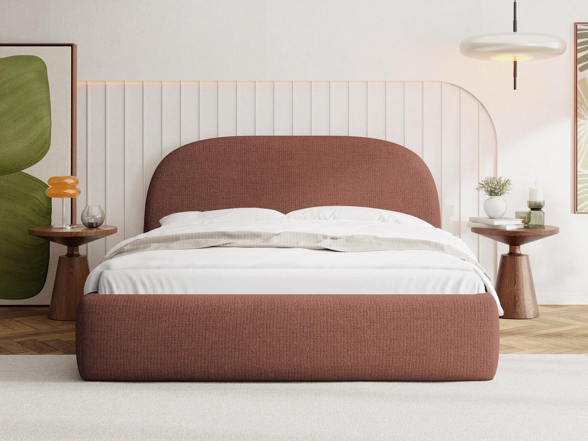 POLSTERBETT Puro mit Bettkasten & Metall-Lattenrost in Terrakotta Chenille 160x200 cm - Birkefarben/Terracotta, Kunststoff/Textil (160/200cm) - WFL GROUP
