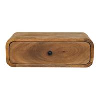 NACHTKASTEN Avora Wandmontiert Eichenoptik, 1 Schublade, Beige - Beige/Messingfarben, Holz/Metall (45/15/32cm) - Artisan Furniture