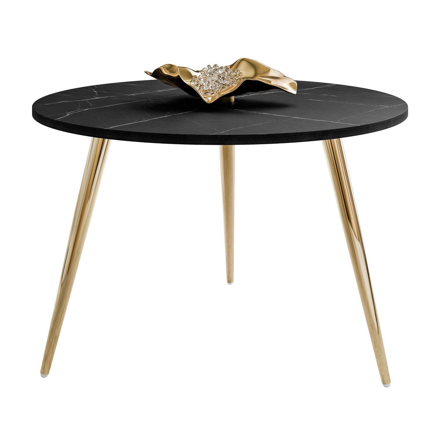 COUCHTISCH SOLEIL II aus Schwarz Marmor auf goldenen Beinen - Schwarz, Holzwerkstoff (60/60/47cm) - Lookway