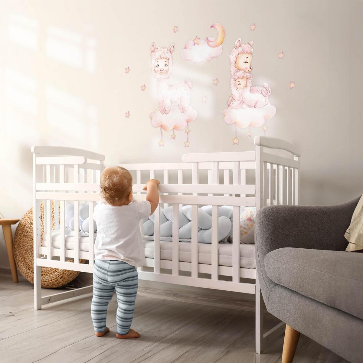 WANDAUFKLEBER 60x108cm - Pastellfarbene Schafe - Multicolor, Kunststoff (60/108/0.1cm) - Wallfluent
