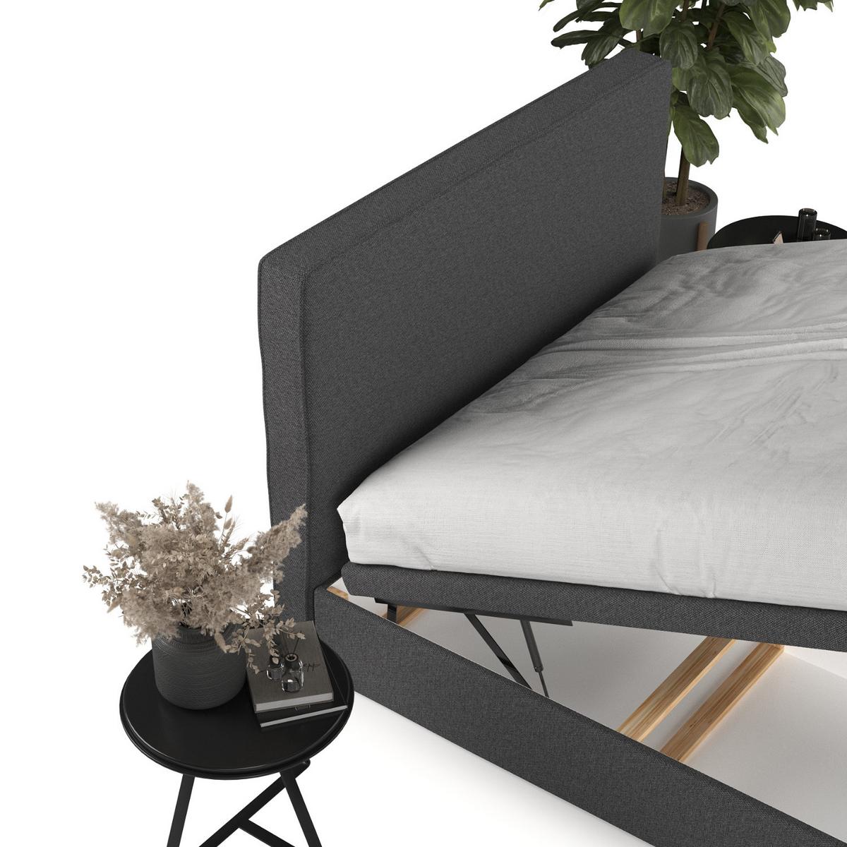 POLSTERBETT Hush mit Stauraum 180/200 cm Anthrazit im Megan Stoff - Anthrazit/Schwarz, Holz/Holzwerkstoff (180/200cm) - AltaBeds