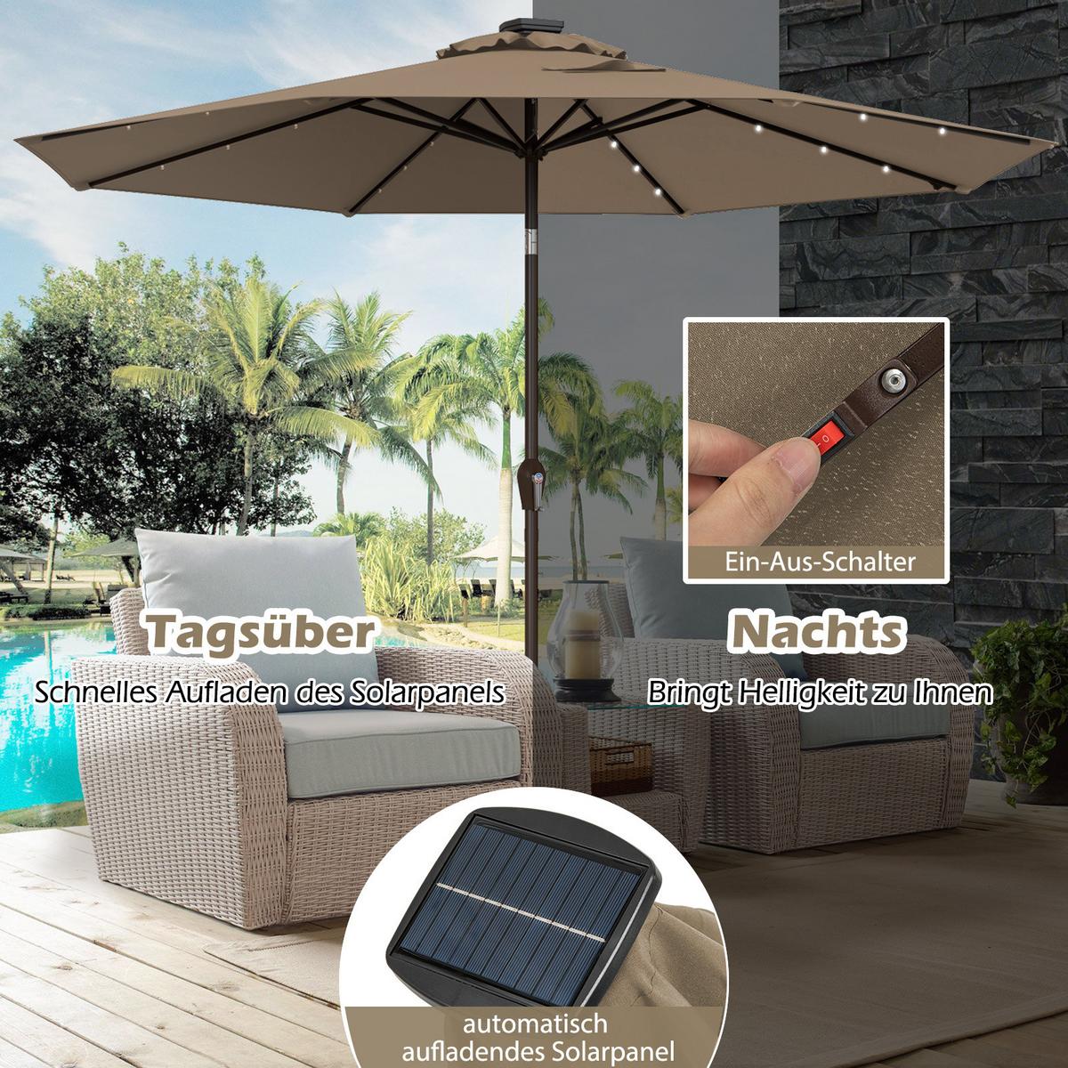 PATIO-SCHIRM Kaffe - Braun, Kunststoff (300/300cm) - COSTWAY