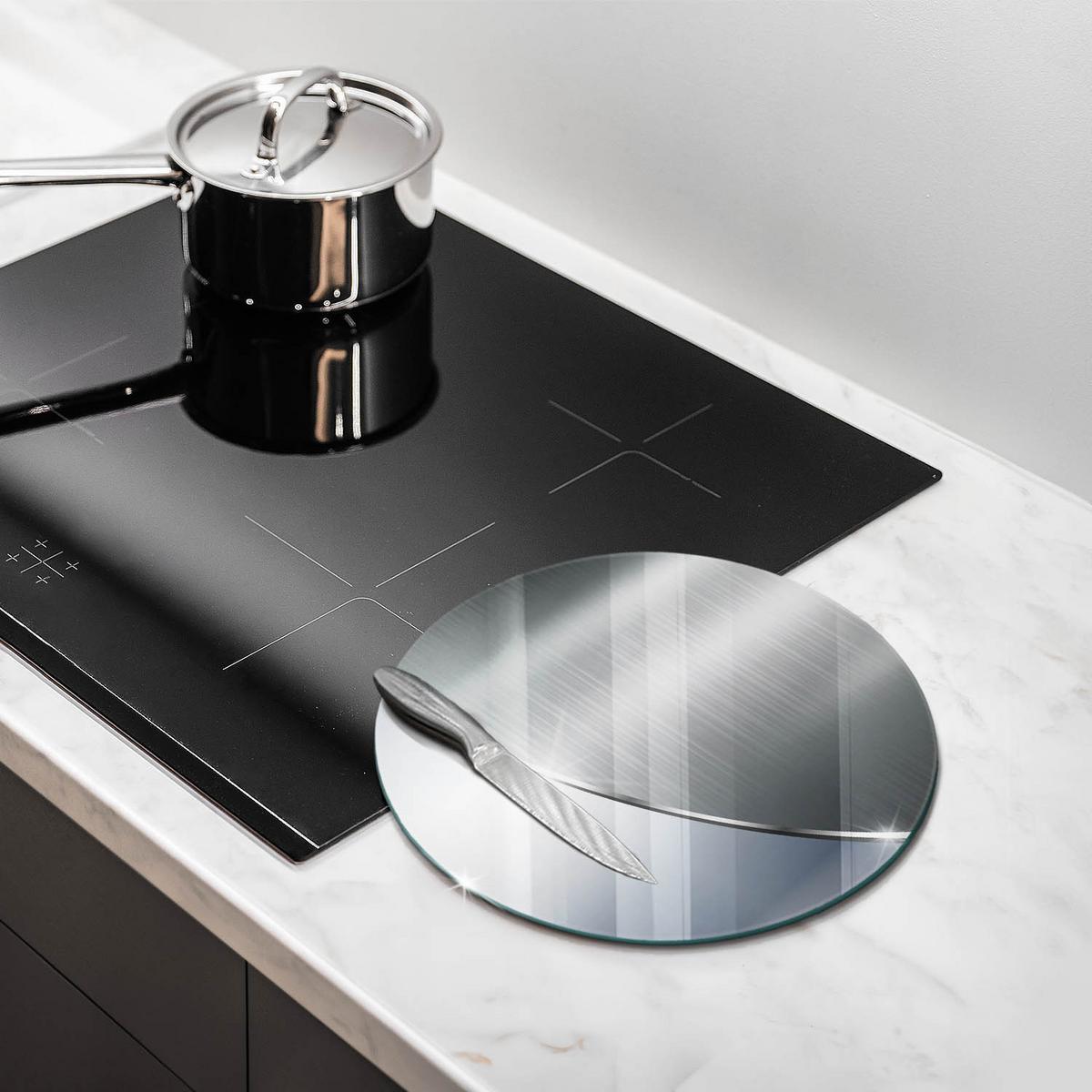 GLASPLATTE Ø 30 cm Metallische Muster Abstraktion - Silberfarben, Glas (30/30cm) - Wallfluent