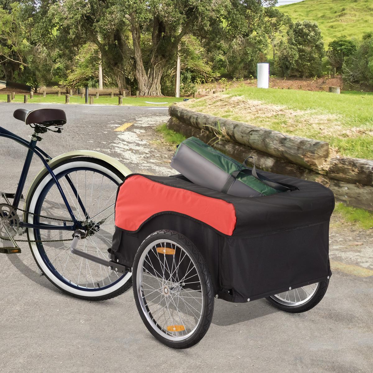 FAHRRADANHÄNGER, Stahl, Rot/Schwarz, 130L x 77B x 65H cm - Rot, Metall (77/65/130cm) - HOMCOM