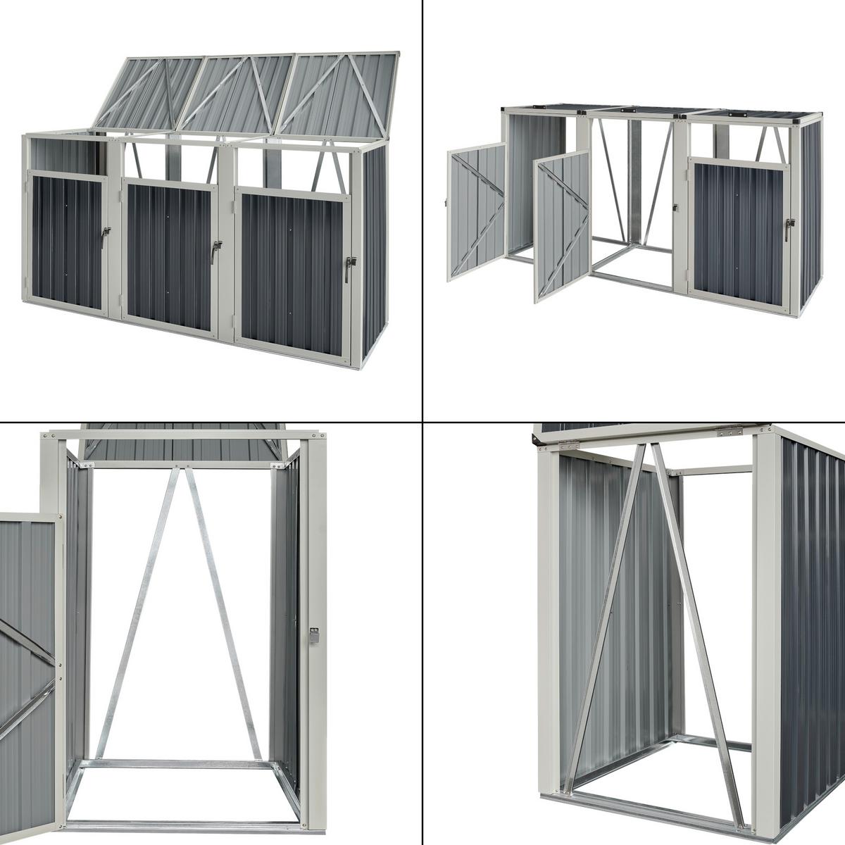 MÜLLTONNENBOX Tarbek - Anthrazit, Metall (219/121/82cm) - pro.tec