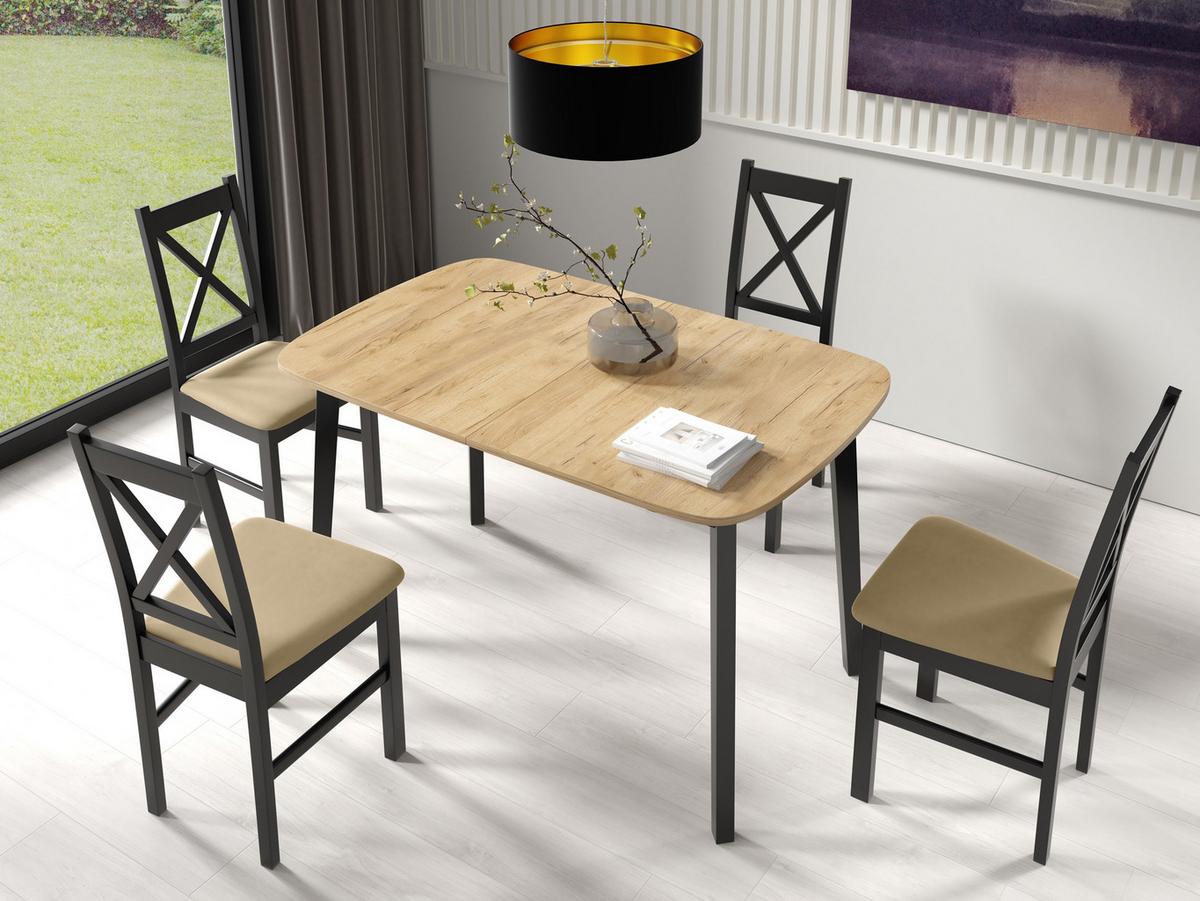 ESSTISCH NICO S Ausziehbar 130 - 170 / 80 x 77 cm - Schwarz/Weiß, Holz (130/80/77cm) - MASSENO