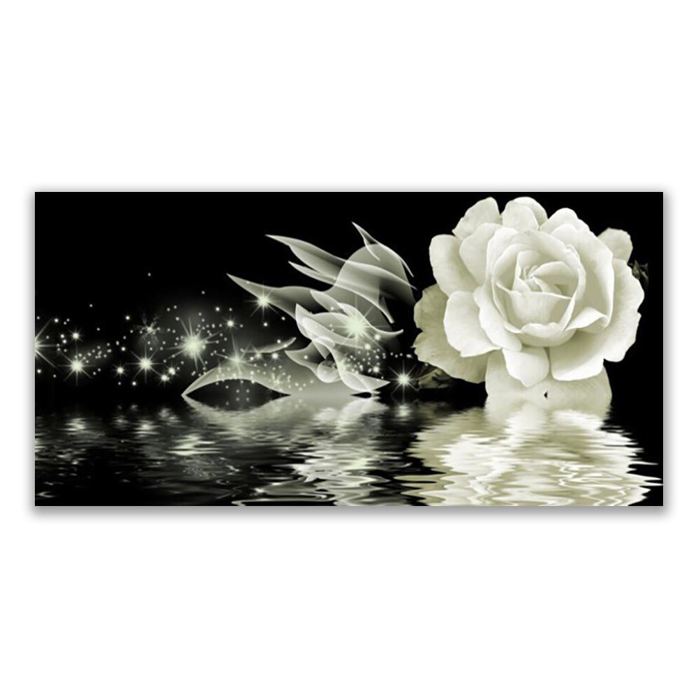 LEINWANDBILD 100x50 cm Magische Rosenblume - Schwarz, Textil (100/4cm) - TULUP