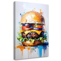 LEINWANDBILD Hamburger Essen 80x120cm - Multicolor, Textil (80/120cm) - Feeby