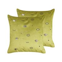 DEKOKISSEN 2er-Set Olivgrün 45/45 cm Aeonium - Olivgrün, Textil (45/45cm) - Beliani