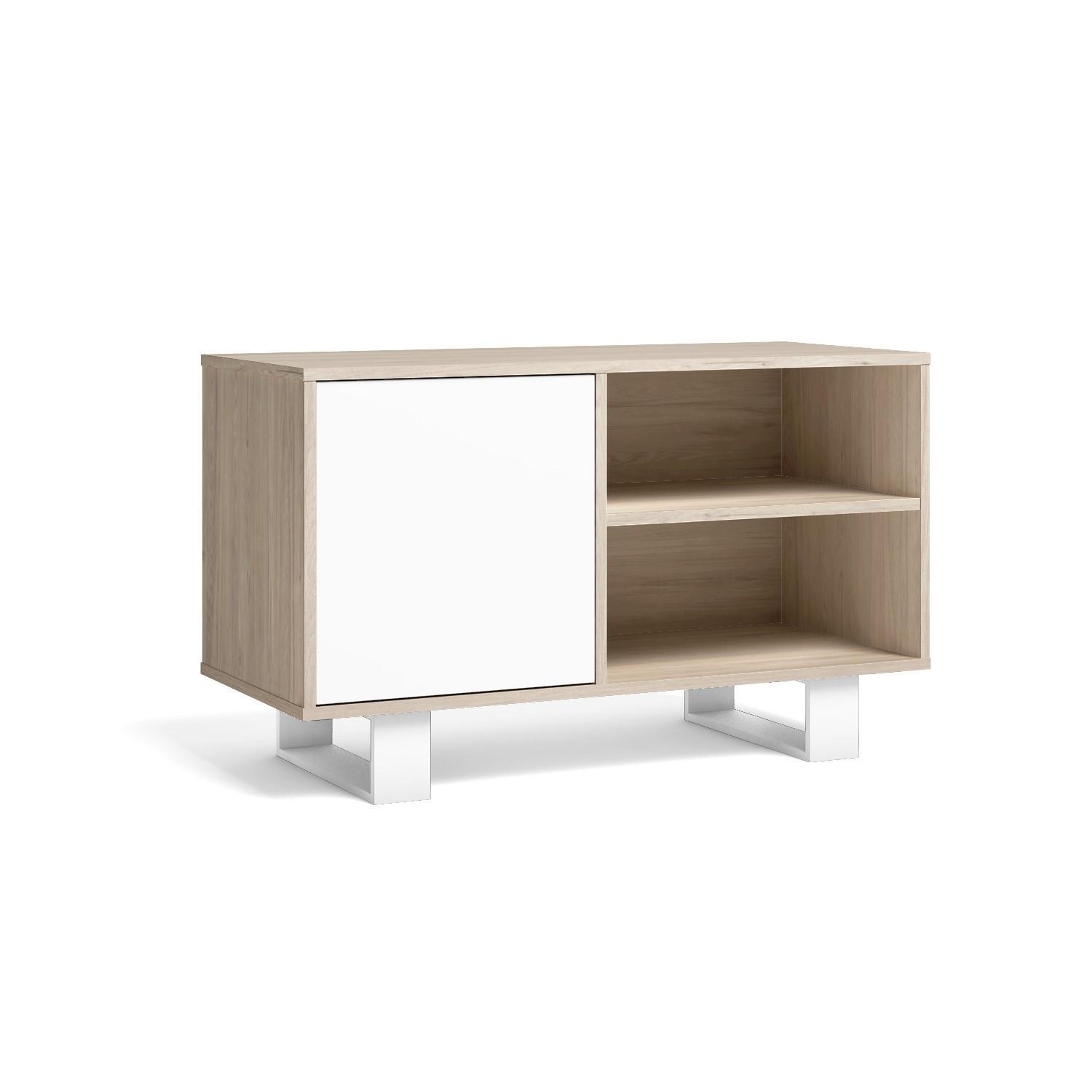LOWBOARD, Eiche, Weiß, 95/40/57cm - Eichefarben/Weiß, Holzwerkstoff (95/57/40cm) - Skraut Home