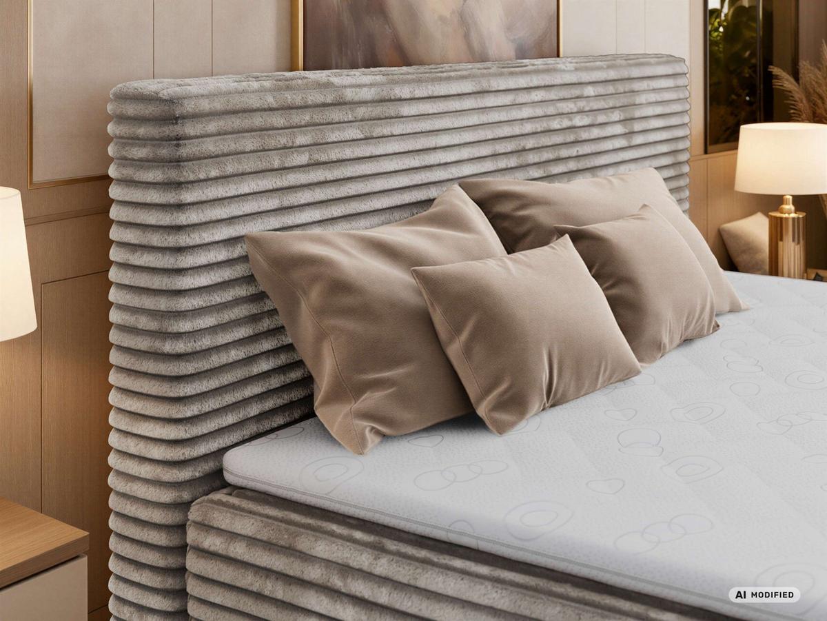 BOXBETT TILION 200/200 - Hellbraun Cord - Topper T25 - H3 - Hellbraun/Schwarz, Kunststoff/Textil (200/200cm) - MKS