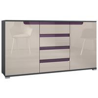 SIDEBOARD Sylt Sandgrau Hochglanz / Brombeer Hochglanz - Sandfarben/Lila, Holzwerkstoff (138.5/75.5/35cm) - Vladon