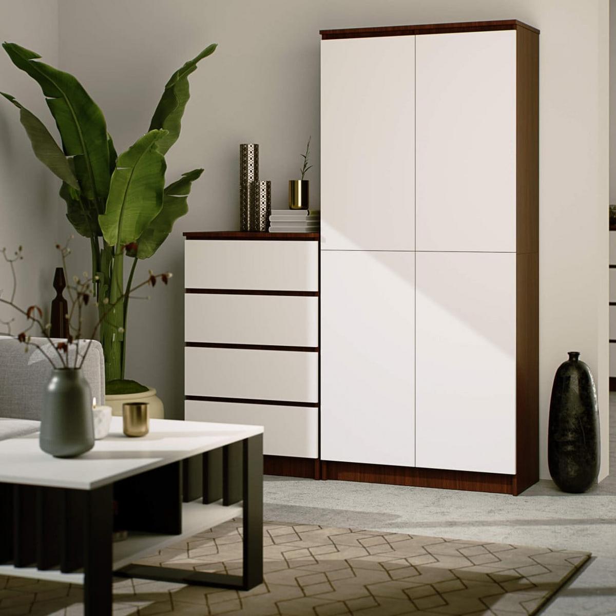 STANDREGAL Dunkelbraun, Weiß 180/80/35 - Dunkelbraun/Weiß, Holzwerkstoff (80/180/35cm) - RAUMHIRSCH FURNITURE