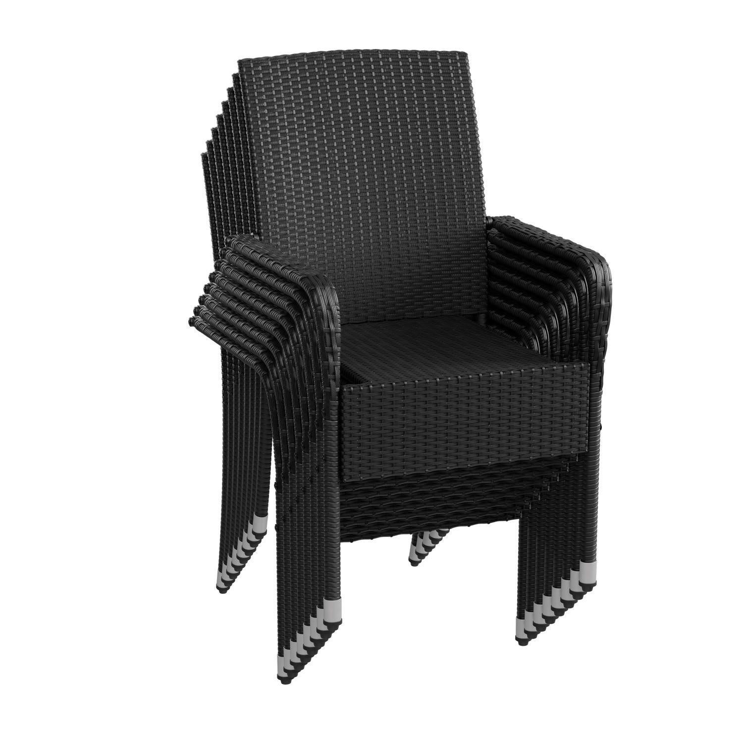 GARTENSTÜHLE Yoro 8er-Set - Schwarz, Kunststoff (50/90/50cm) - Juskys
