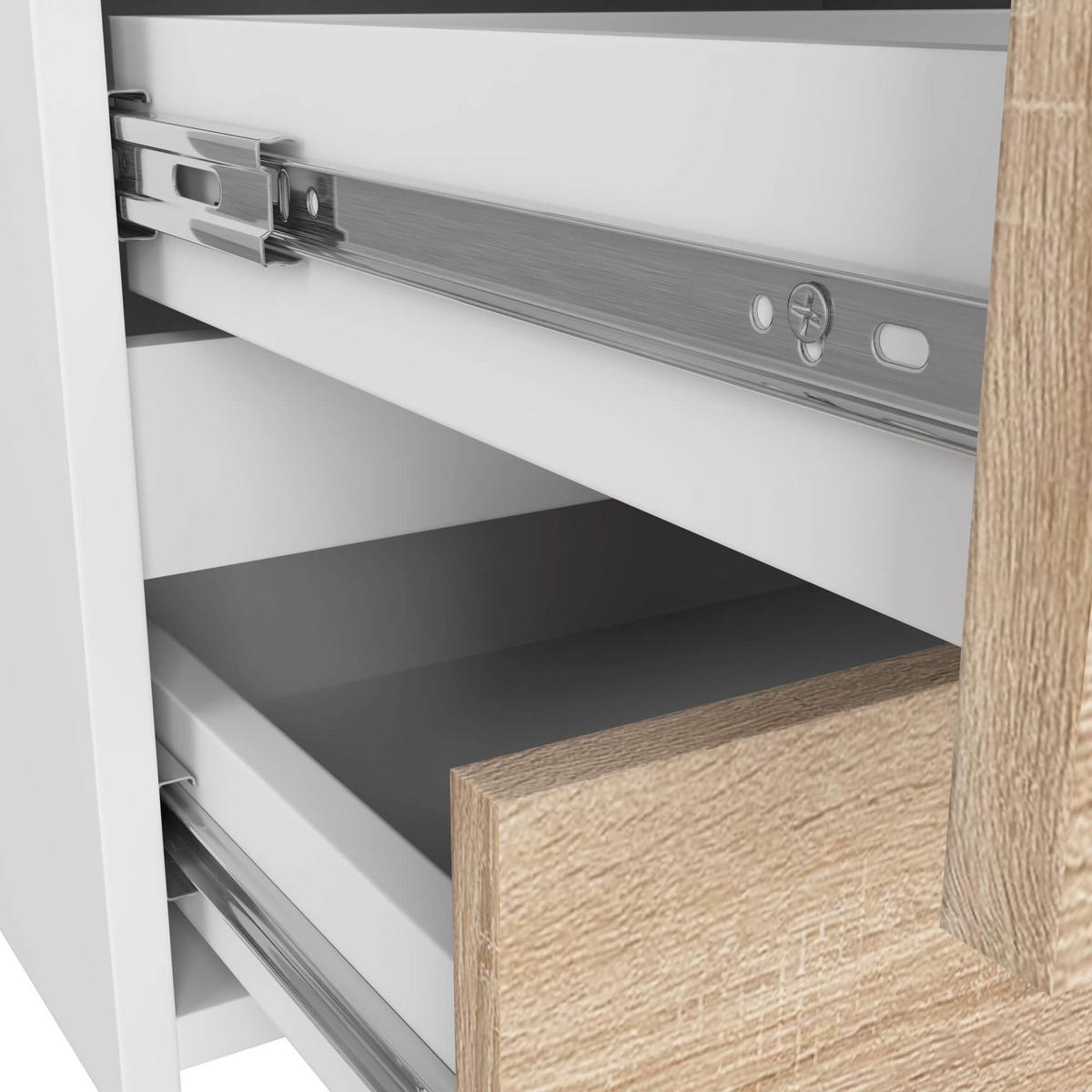KOMMODE Weiß, Eiche Sonoma 57/100/35 - Weiß, Holzwerkstoff (100/57/35cm) - RAUMHIRSCH FURNITURE