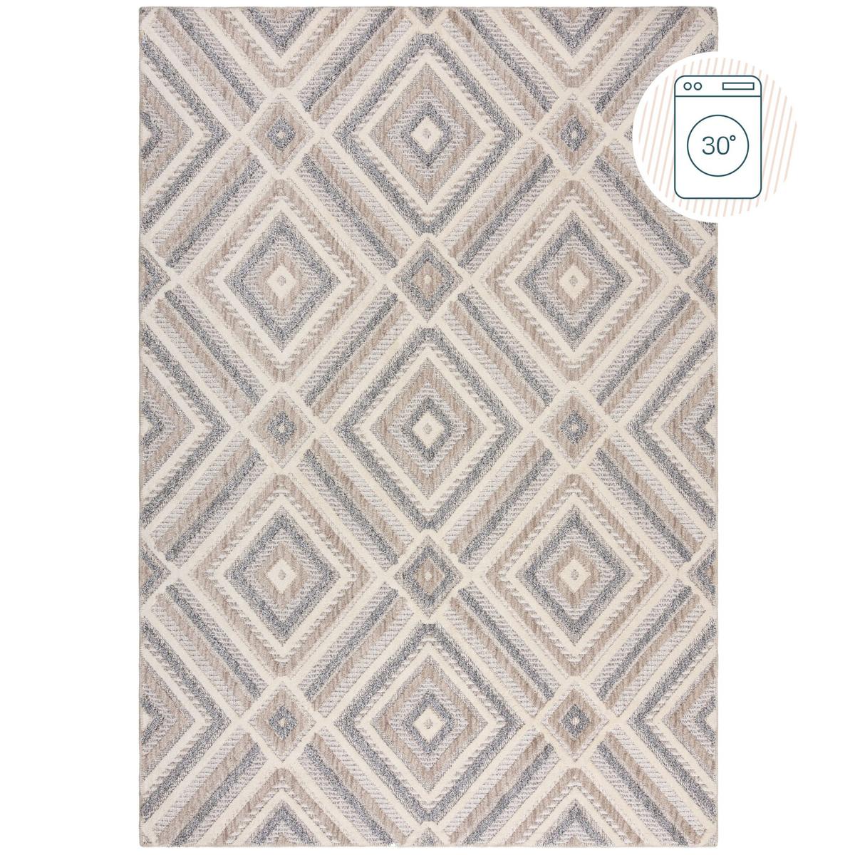 TEPPICH Waschbar RIDGE, geometrisch, Grau-Beige, 78 x 150 cm - Beige, Textil (150/78cm) - KADIMA DESIGN