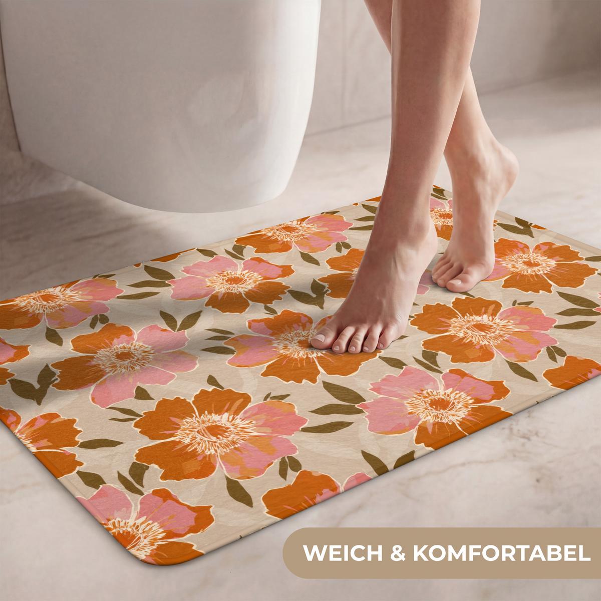 WC-VORLEGER Blumen - Motiv - Retro Toilettenteppich 80x50 cm - Multicolor, Textil (80/1cm) - OnlyWow