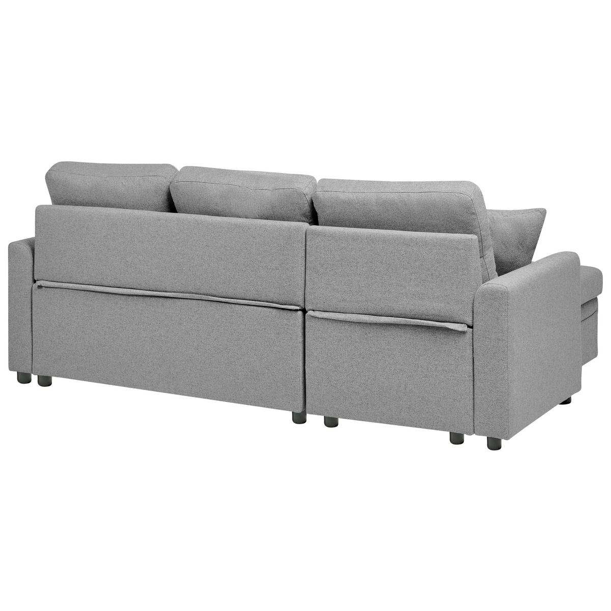 ECKSCHLAFSOFA 3-Sitzer Kunstleinen Grau rechtsseitig Nassjo - Grau, Textil (210/131cm) - Beliani